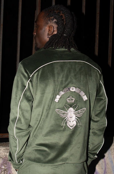 MagicBee Velour Tracksuit Jacket - Khaki
