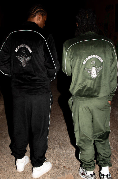 MagicBee Velour Tracksuit Jacket - Khaki