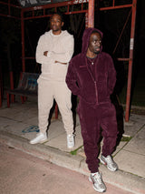 MagicBee Corduroy Velour Tracksuit Pants - Beige
