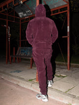 MagicBee Corduroy Velour Tracksuit Jacket - Burgundy