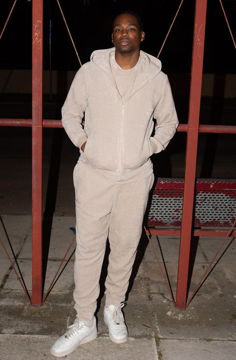 MagicBee Corduroy Velour Tracksuit Jacket - Beige