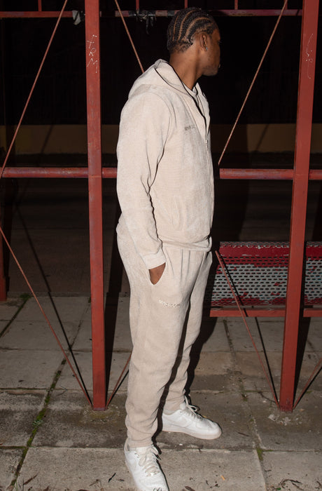 MagicBee Corduroy Velour Tracksuit Jacket - Beige