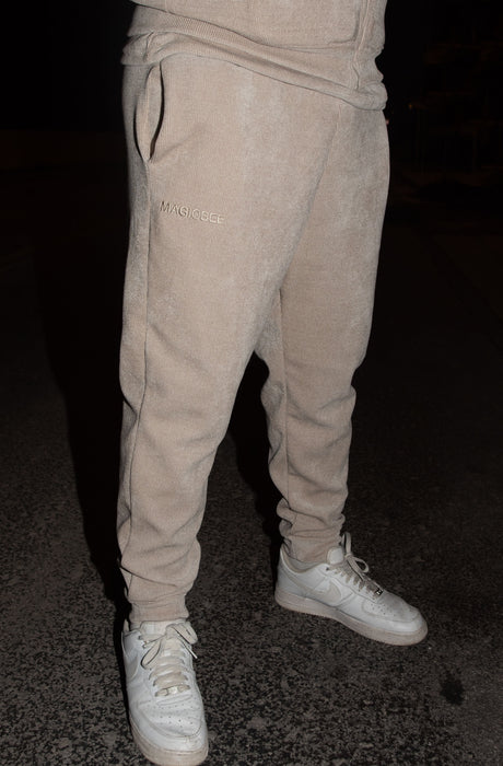 MagicBee Corduroy Velour Tracksuit Pants - Beige