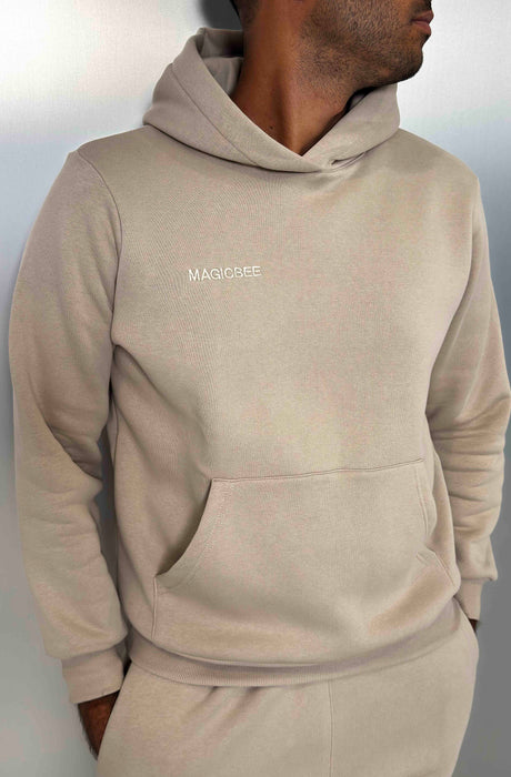 MagicBee Embroidered Logo Hoodie - Beige
