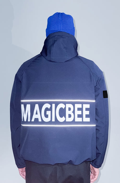 MagicBee Reflective Logo Waterproof Fleece Jacket - Navy Blue