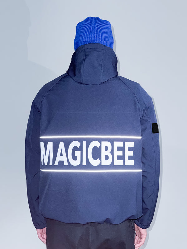 MagicBee Reflective Logo Waterproof Fleece Jacket - Navy Blue