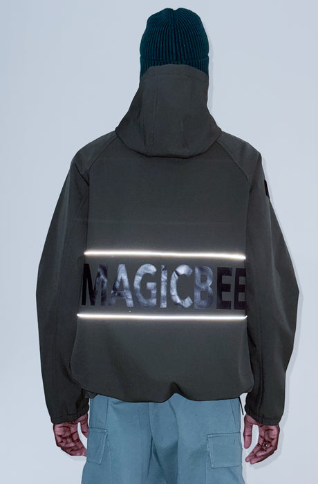 MagicBee Reflective Logo Waterproof Fleece Jacket - Khaki