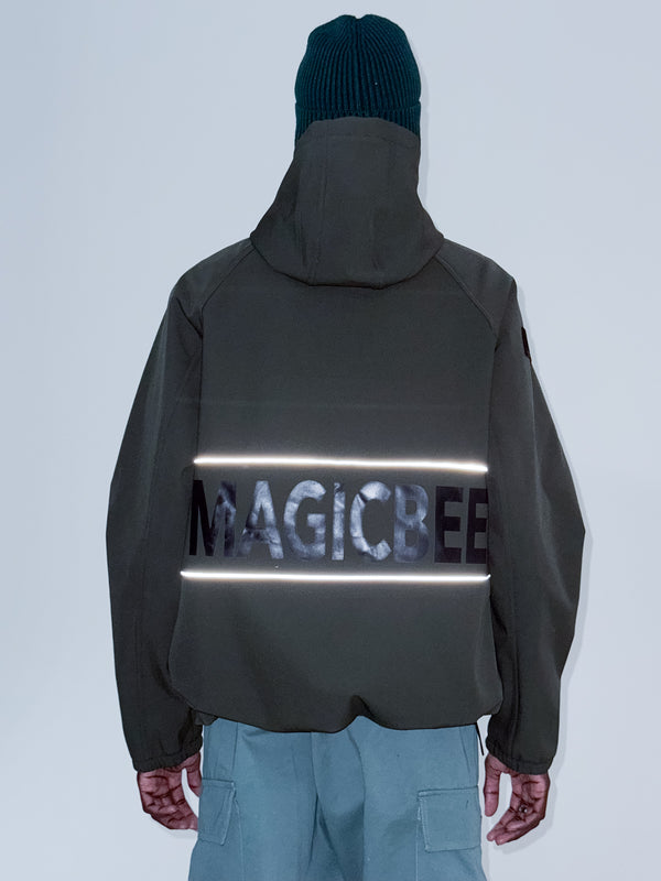 MagicBee Reflective Logo Waterproof Fleece Jacket - Khaki