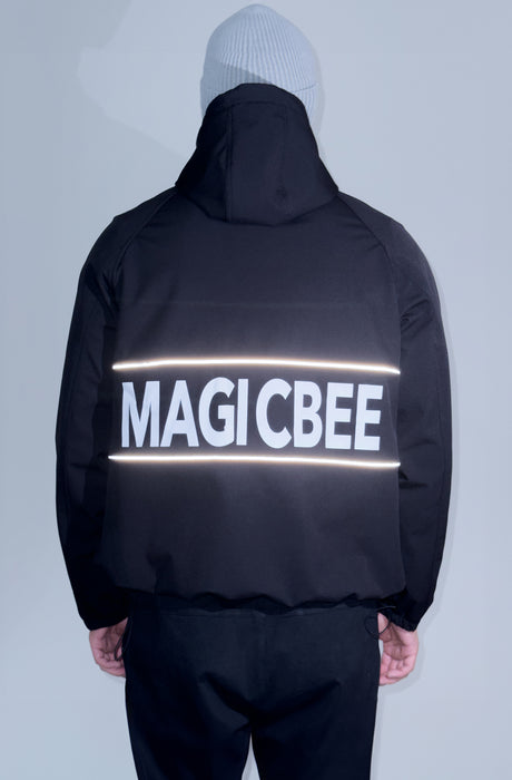MagicBee Reflective Logo Waterproof Fleece Jacket - Black