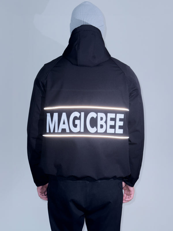 MagicBee Reflective Logo Waterproof Fleece Jacket - Black