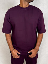 MagicBee Oversize Punto Di Roma Tee - Burgundy