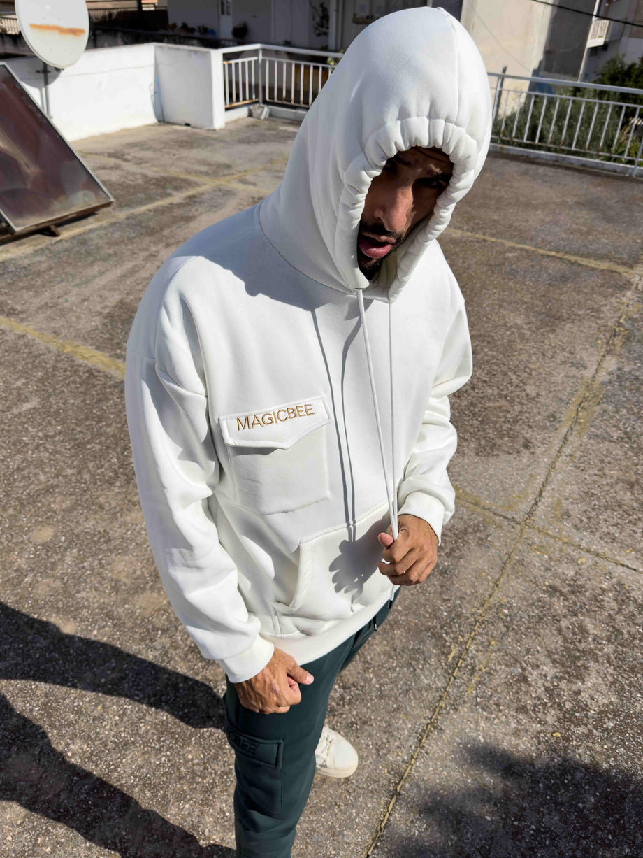 MagicBee Side Pocket Hoodie - White