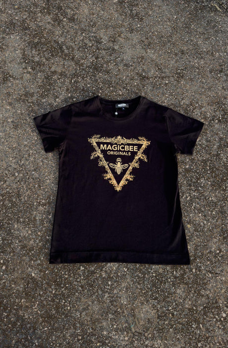 MagicBee Gold Triangle Logo Tee - Black