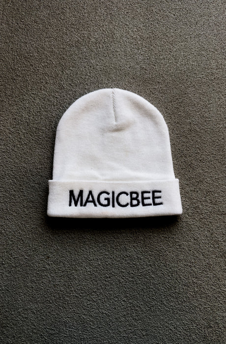 MagicBee Embroidered Unisex Beanie - White