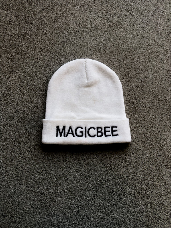 MagicBee Embroidered Unisex Beanie - White