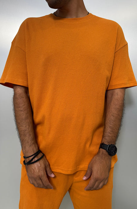 MagicBee Oversize Light Waffle Tee - Papaya