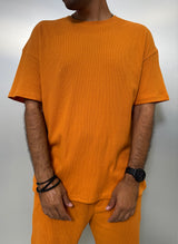 MagicBee Oversize Light Waffle Tee - Papaya
