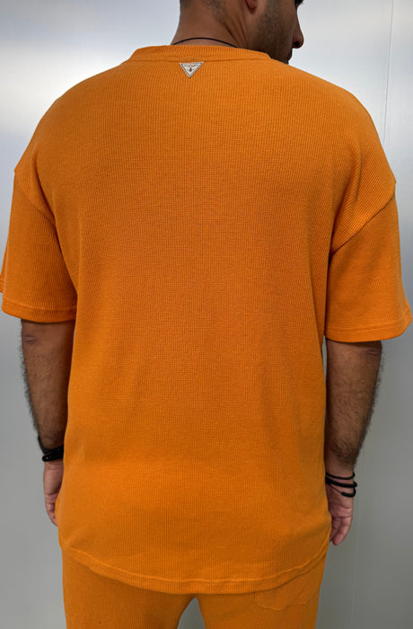 MagicBee Oversize Light Waffle Tee - Papaya