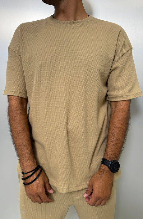 MagicBee Oversize Light Waffle Tee - Beige