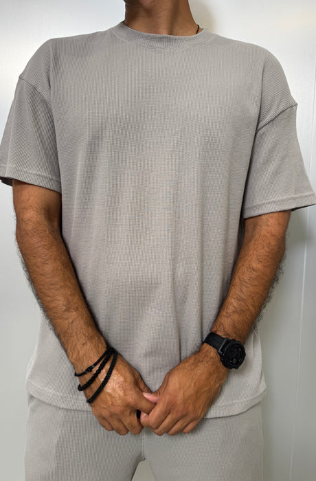 MagicBee Oversize Light Waffle Tee - Light Grey