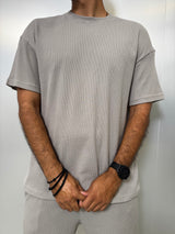 MagicBee Oversize Light Waffle Tee - Light Grey