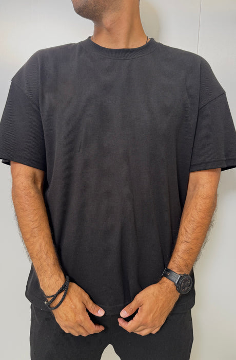MagicBee Oversize Light Waffle Tee - Black