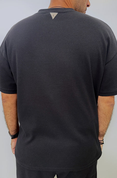 MagicBee Oversize Light Waffle Tee - Black
