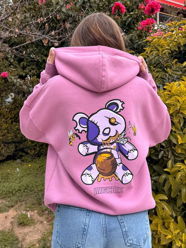 MagicBee Teddy Bear Logo Unisex Hoodie - Pink