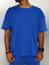 MagicBee Oversize Light Waffle Tee - Ocean Blue