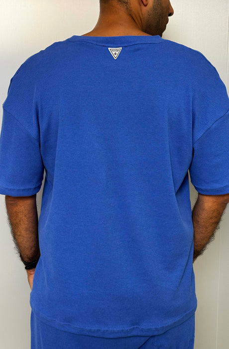 MagicBee Oversize Light Waffle Tee - Ocean Blue