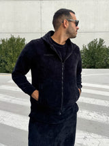MagicBee Corduroy Velour Tracksuit Jacket - Black