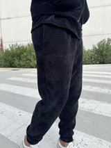 MagicBee Corduroy Velour Tracksuit Pants - Black