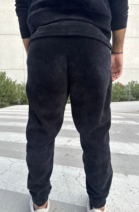 MagicBee Corduroy Velour Tracksuit Pants - Black