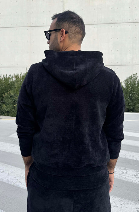 MagicBee Corduroy Velour Tracksuit Jacket - Black