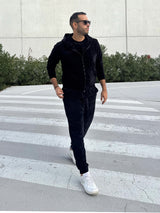 MagicBee Corduroy Velour Tracksuit Pants - Black