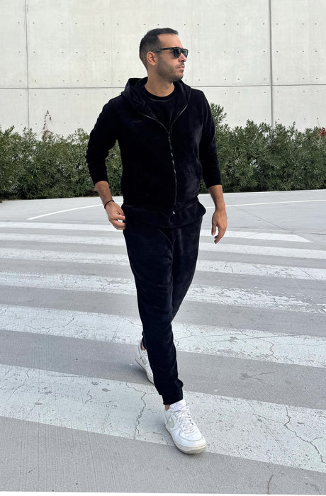 MagicBee Corduroy Velour Tracksuit Jacket - Black