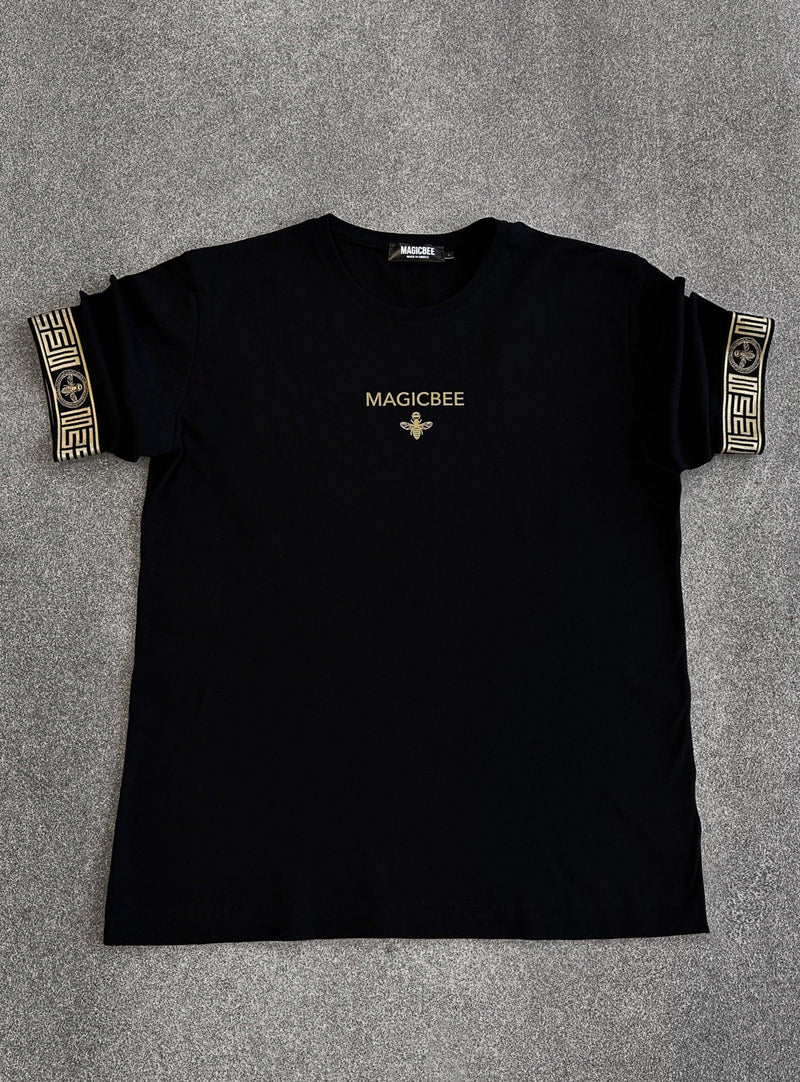 MagicBee Gold Elastic Baroque Tee - Black - magicbee-clothing