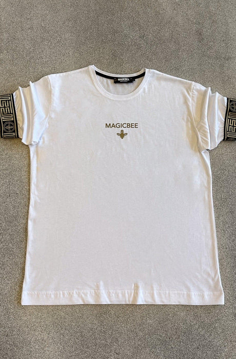 MagicBee Gold Elastic Baroque Tee - White - magicbee-clothing