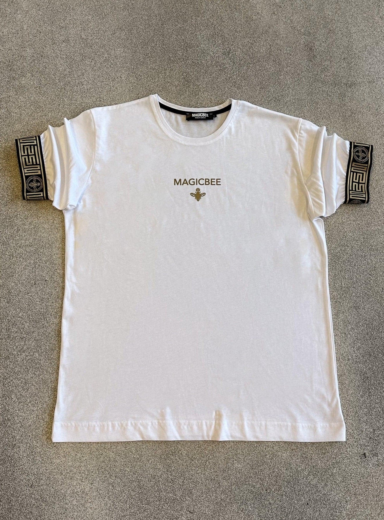 MagicBee Gold Elastic Baroque Tee - White - magicbee-clothing