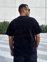 MagicBee Corduroy Velour Oversized Tee - Black