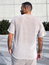 MagicBee Corduroy Velour Oversized Tee - Beige