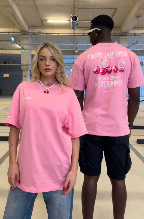 MagicBee Unisex Oversized Cherry Tee - Pink (Limited Edition)