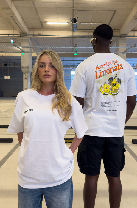 MagicBee Unisex Oversized Limonata Tee - White (Limited Edition)