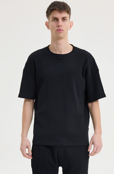 MagicBee Oversize Waffle Tee - Black