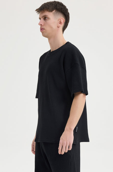 MagicBee Oversize Waffle Tee - Black