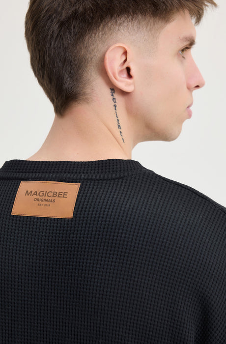 MagicBee Oversize Waffle Tee - Black