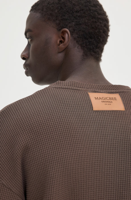 MagicBee Oversize Waffle Tee - Brown