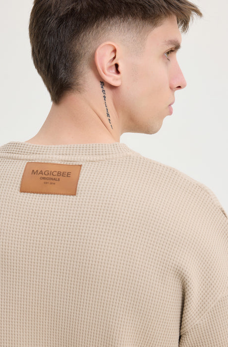 MagicBee Oversize Waffle Tee - Beige