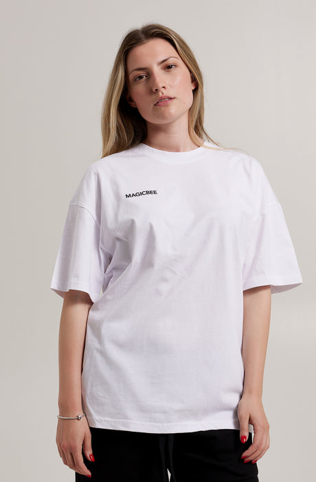 MagicBee Camiseta Oversized Unisex Cherry - Blanca (Edición Limitada)