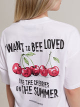 MagicBee Unisex Oversized Cherry Tee - White (Limited Edition)